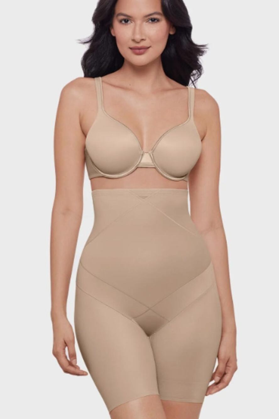 Miraclesuit Beige High Waist Tummy Tuck Thigh Slimmer Shapewear Small